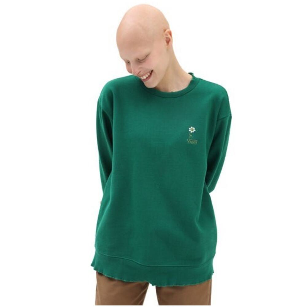 Vans Anaheim Floral Rose Embroidery Crewneck Sweatshirt Green Sz Medium